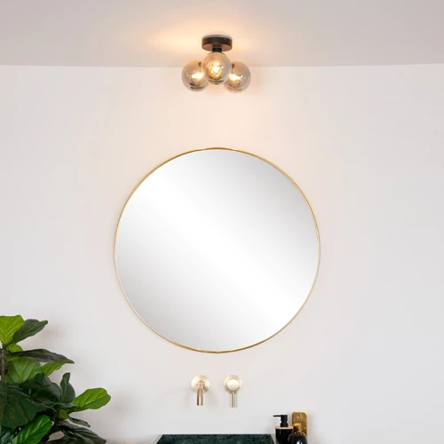 Lucide TRUDY - Plafonnière Badkamer - Ø 28 cm - 3xG9 - IP44 - Zwart - sfeer 1
